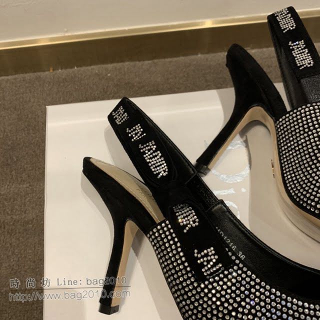 DIOR女鞋 迪奧2021專櫃新款J’ADIOR織帶尖頭涼鞋 Dior水鑽露跟涼鞋  naq1516